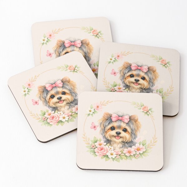 Item preview, Watercolor Yorkie – Floral Dog Mom Art designed and sold by Yorkie Magic Studio .