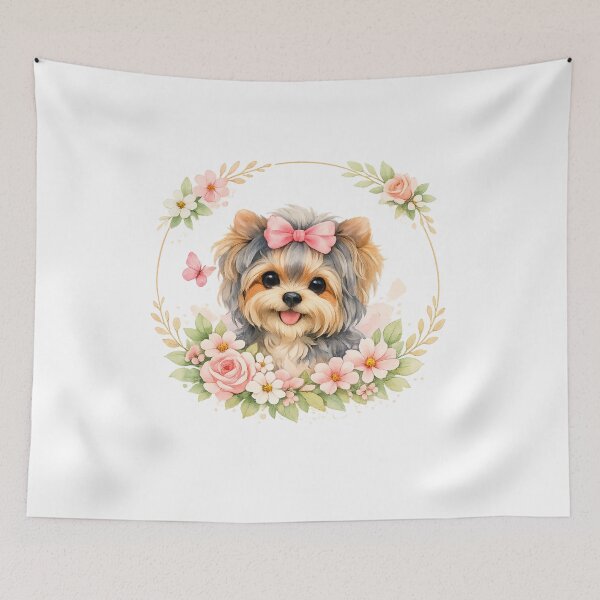 Item preview, Watercolor Yorkie – Floral Dog Mom Art designed and sold by Yorkie Magic Studio .