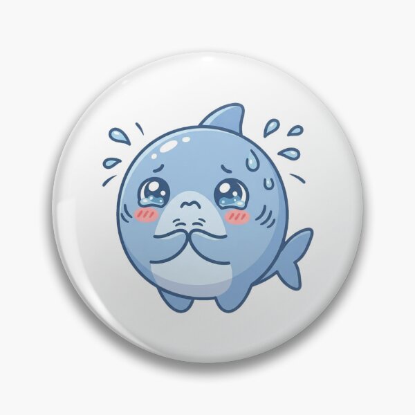 Item preview, Cute Kawaii Anxious Nervous Blue Shark Chibi designed and sold by DuckOddity.