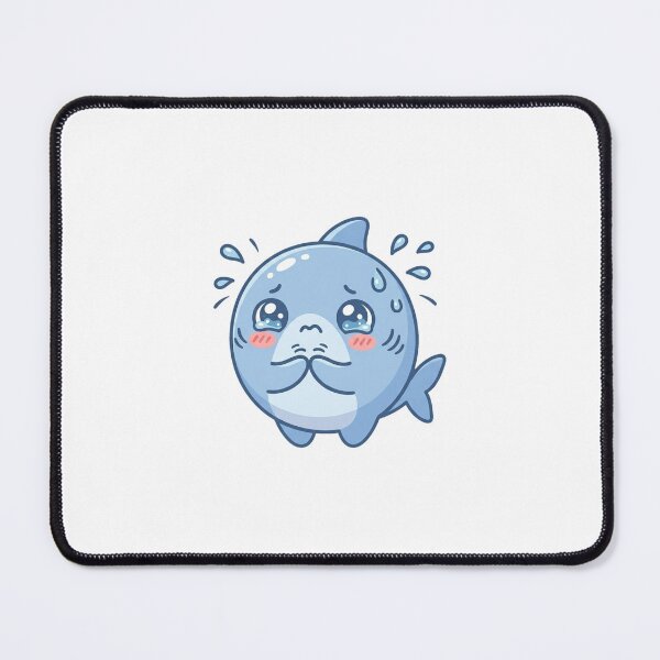 Item preview, Cute Kawaii Anxious Nervous Blue Shark Chibi designed and sold by DuckOddity.