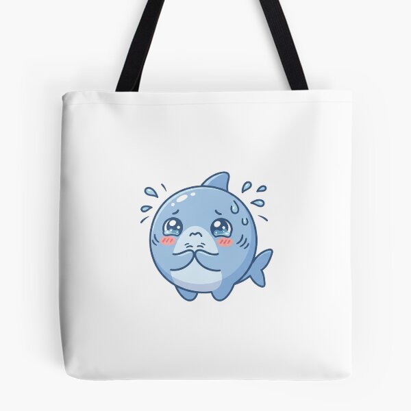 Item preview, Cute Kawaii Anxious Nervous Blue Shark Chibi designed and sold by DuckOddity.