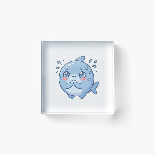 Item preview, Cute Kawaii Anxious Nervous Blue Shark Chibi designed and sold by DuckOddity.