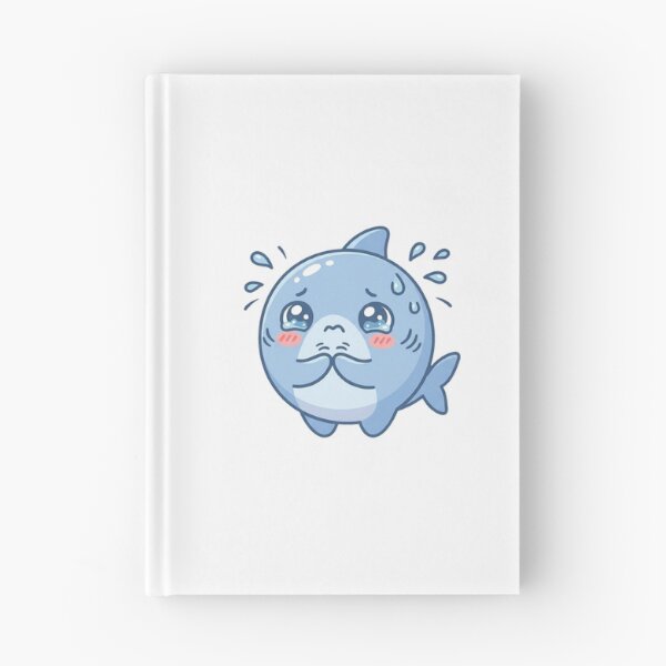 Item preview, Cute Kawaii Anxious Nervous Blue Shark Chibi designed and sold by DuckOddity.