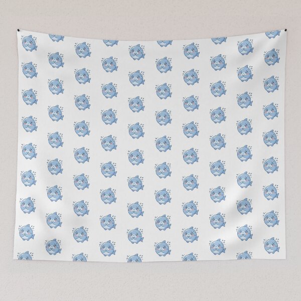 Item preview, Cute Kawaii Anxious Nervous Blue Shark Chibi designed and sold by DuckOddity.