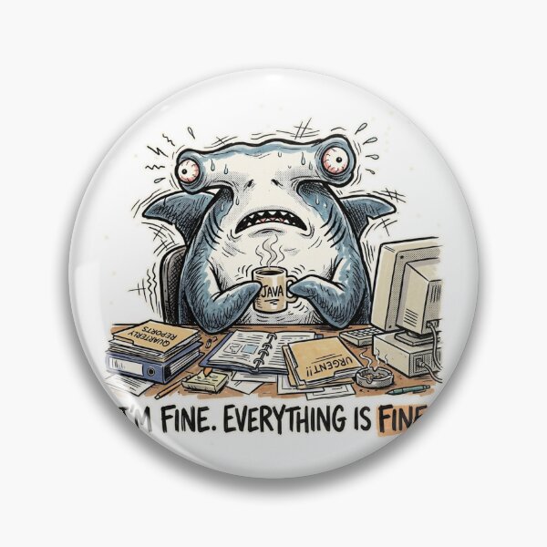 Item preview, Retro 90s Stressed Office Worker Nervous Shark designed and sold by DuckOddity.