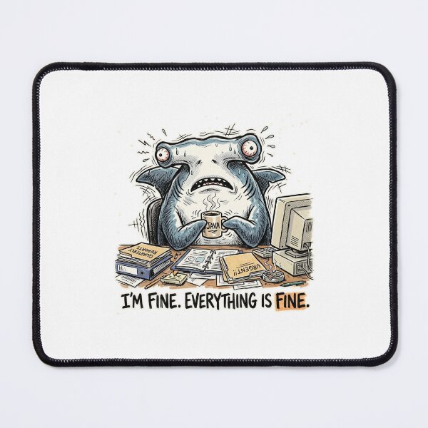 Item preview, Retro 90s Stressed Office Worker Nervous Shark designed and sold by DuckOddity.