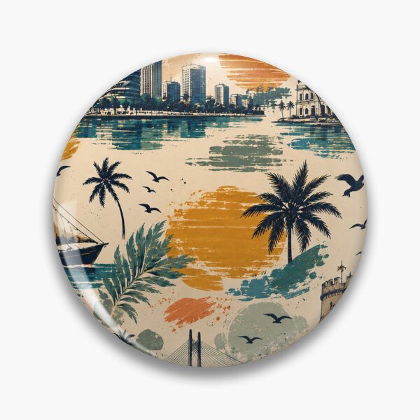 Item preview, Dar Es Salaam Tropical Retro Travel Pattern Design designed and sold by NaphDesigns.
