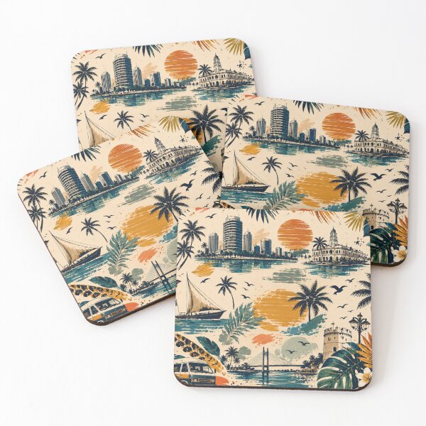 Item preview, Dar Es Salaam Tropical Retro Travel Pattern Design designed and sold by NaphDesigns.