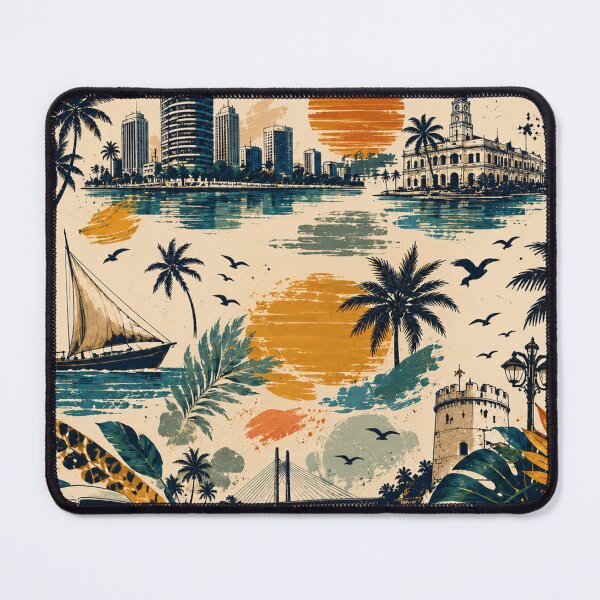 Item preview, Dar Es Salaam Tropical Retro Travel Pattern Design designed and sold by NaphDesigns.