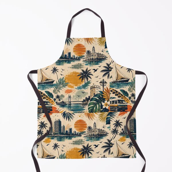 Item preview, Dar Es Salaam Tropical Retro Travel Pattern Design designed and sold by NaphDesigns.