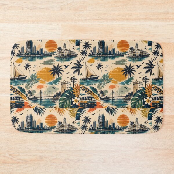 Item preview, Dar Es Salaam Tropical Retro Travel Pattern Design designed and sold by NaphDesigns.
