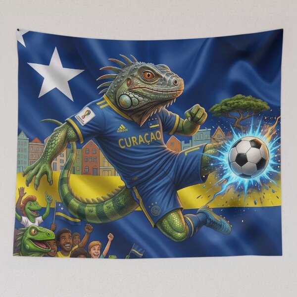 Item preview, Curaçao Iguana Soccer Champion | Caribbean Football Mascot Art | Tropical Island Fan Design designed and sold by internlvisions.