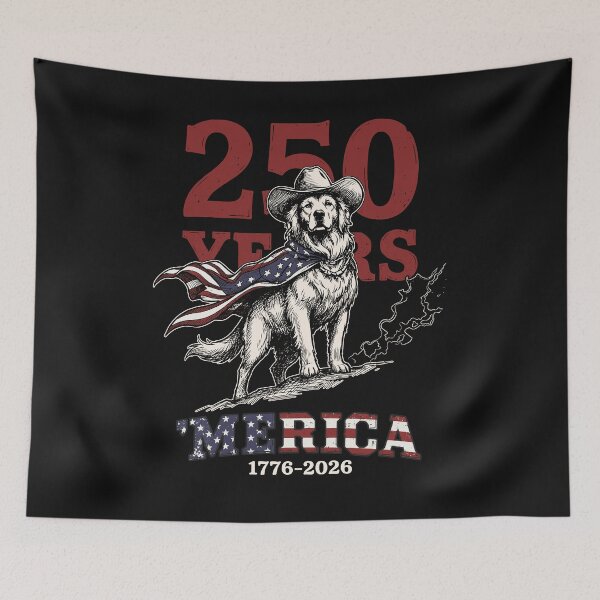 Item preview, America 250 Years – Patriotic Cowboy Dog 1776–2026 Independence Anniversary T-shirt designed and sold by ViviWyco.