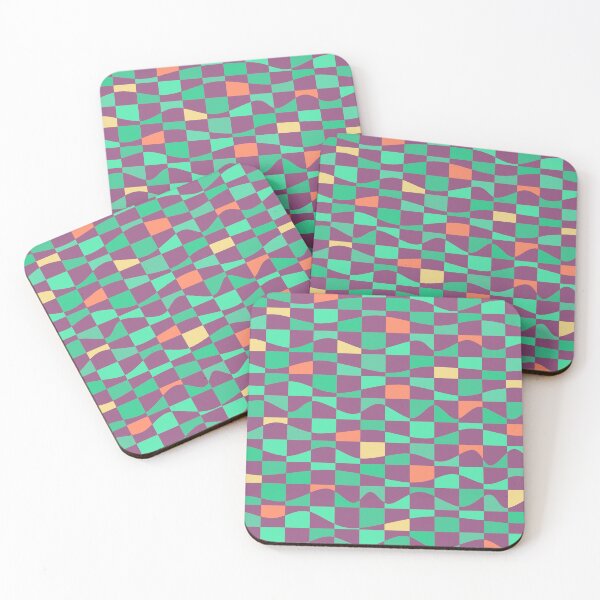 Item preview, Iconic Meditation Grid in Eggplant, Green, Coral and Yellow designed and sold by Deutschic.