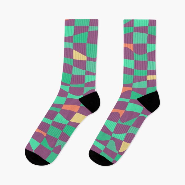 Item preview, Iconic Meditation Grid in Eggplant, Green, Coral and Yellow designed and sold by Deutschic.
