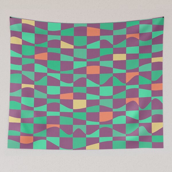 Item preview, Iconic Meditation Grid in Eggplant, Green, Coral and Yellow designed and sold by Deutschic.