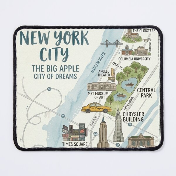 Item preview, New York City Adventure Map - Watercolor Travel Poster designed and sold by ElartedeNoel.