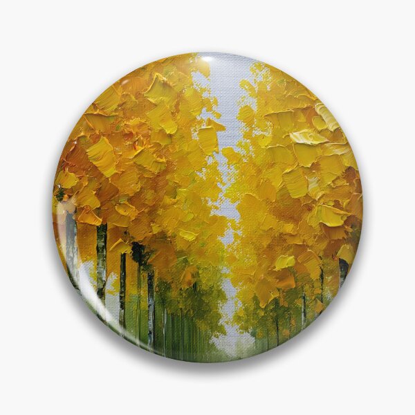 Item preview, Golden Autumn Path Through Birch Trees - Impasto Style designed and sold by SlowRegardArt.
