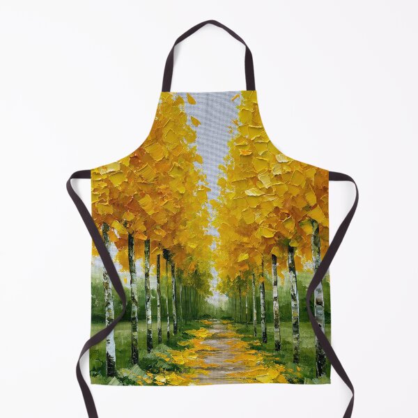 Item preview, Golden Autumn Path Through Birch Trees - Impasto Style designed and sold by SlowRegardArt.