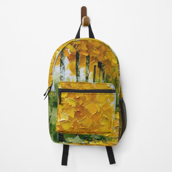 Item preview, Golden Autumn Path Through Birch Trees - Impasto Style designed and sold by SlowRegardArt.