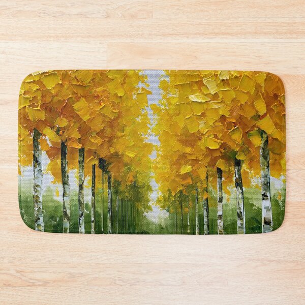 Item preview, Golden Autumn Path Through Birch Trees - Impasto Style designed and sold by SlowRegardArt.