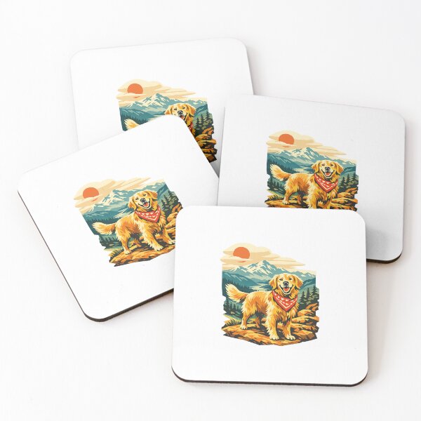 Item preview, Golden Retriever Hiking Adventure Sticker | Retro National Park Dog Art designed and sold by Brenda Boudaie.