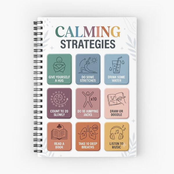 Item preview, Calming Corner Strategies Chart | Therapy Office Decor Print | ADHD Emotional Self Regulation | Autism Anxiety Tools Kit OT |  Mental Health designed and sold by VividRougeArt.