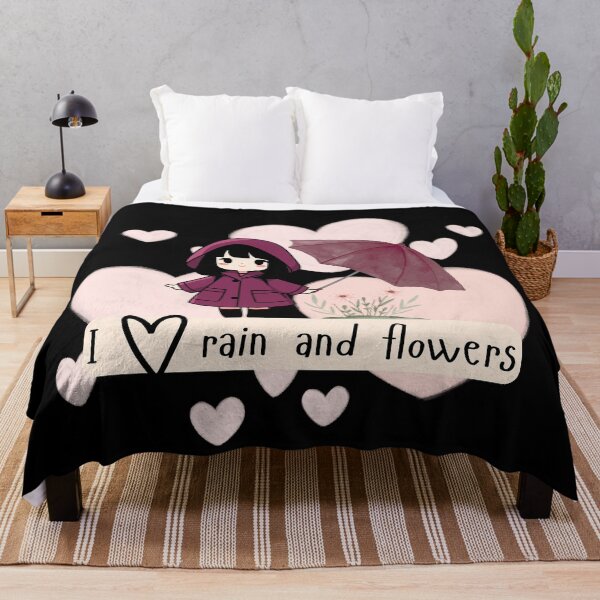 Item preview, I Love Rain and Flowers Cute Girl Sticker | Cozy Aesthetic Floral Rainy Day Design designed and sold by Art_IN_Design.