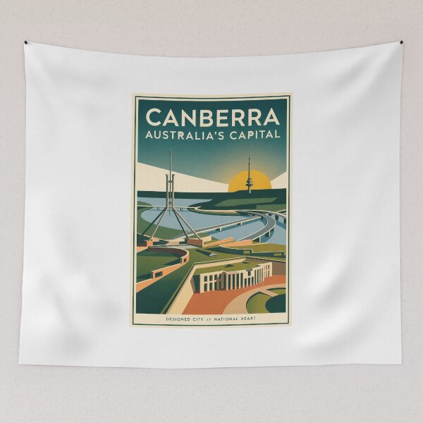 Item preview, Canberra Australia Modernist Architecture Travel Poster designed and sold by ElartedeNoel.