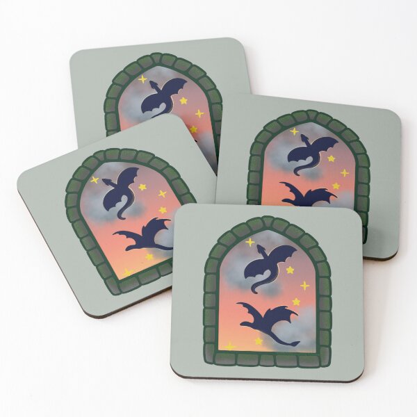 Item preview, Dragons through a castle window designed and sold by BookWyrmsTrove.