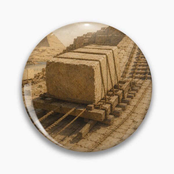 Item preview, Great Pyramid Stone Transport Watercolor Art designed and sold by 1/2 Stickers.