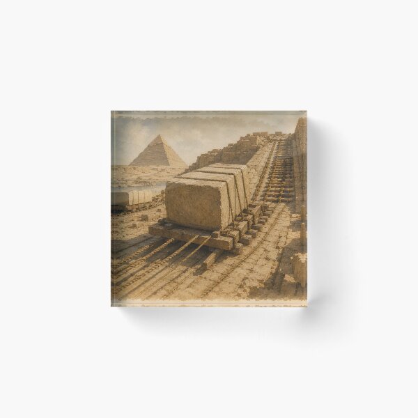 Item preview, Great Pyramid Stone Transport Watercolor Art designed and sold by 1/2 Stickers.