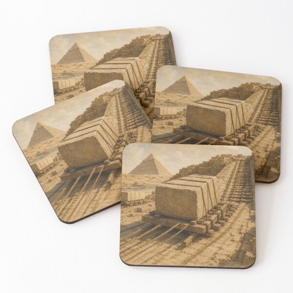 Item preview, Great Pyramid Stone Transport Watercolor Art designed and sold by 1/2 Stickers.
