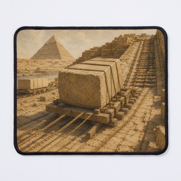 Item preview, Great Pyramid Stone Transport Watercolor Art designed and sold by 1/2 Stickers.
