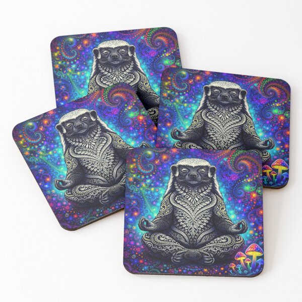 Item preview, Lab Visions 118: Meditating Honey Badger Psychedelic Animal designed and sold by The Psychedelic Anarchist.