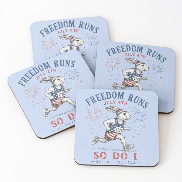 Item preview, Freedom Runs July 4th Patriotic Rabbit 1776 Running designed and sold by bosamji.