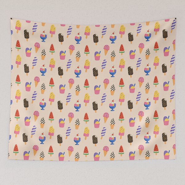 Item preview, Cute ice cream seamless beige pattern. Sweet summer ice cream and popsicles set designed and sold by MariPon.