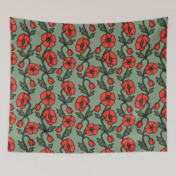 Item preview, Decorative red poppies floral seamless pattern designed and sold by MariPon.