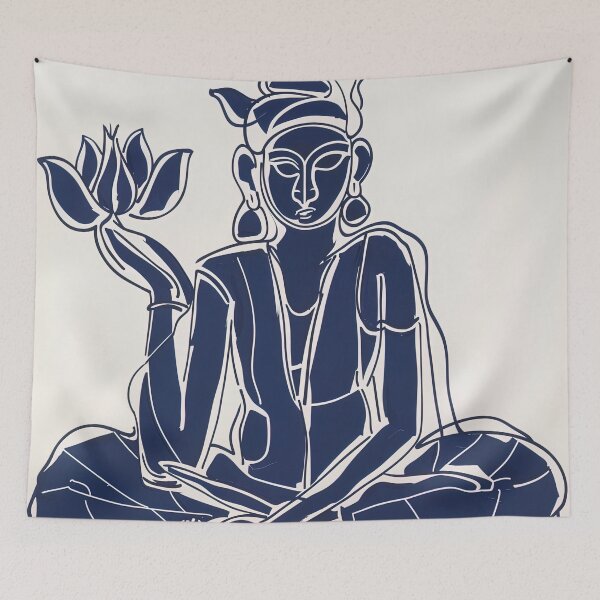 Item preview, Brahma, Indian deity - Blue Abstract Art designed and sold by shadow-bloom.