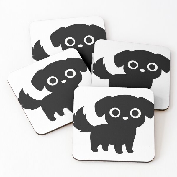 Item preview, Cute Waving Black Puppy Sticker - Kawaii Chibi Dog Silhouette Print Minimalist White Outline Pet Black Background Nursery Wall Art designed and sold by BestChoiceService.