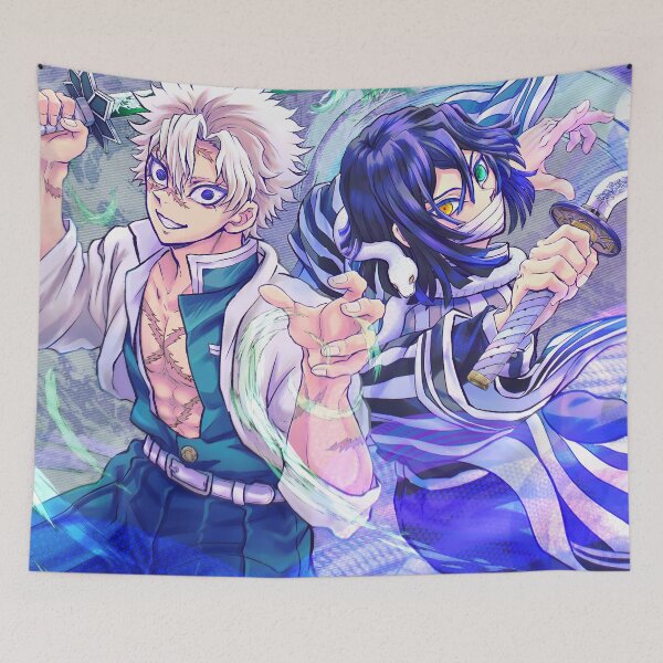 Item preview, Obanai Iguro Demon Slayer Blue Aura Duo Pose designed and sold by justnickthings.