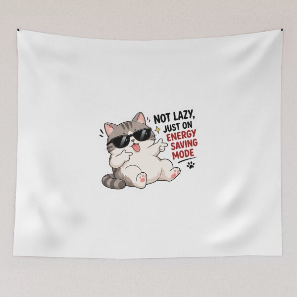 Item preview, This is a cute "Energy Saving Mode" cartoon cat sticker Not Lazy, Just on Energy Saaving Mode designed and sold by Ulikedigital14.