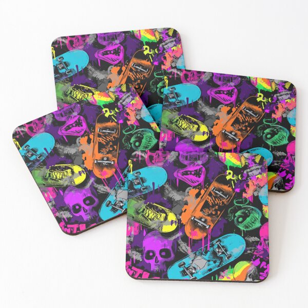 Item preview, colorful skull and skateboard graffiti art designed and sold by dcrc.