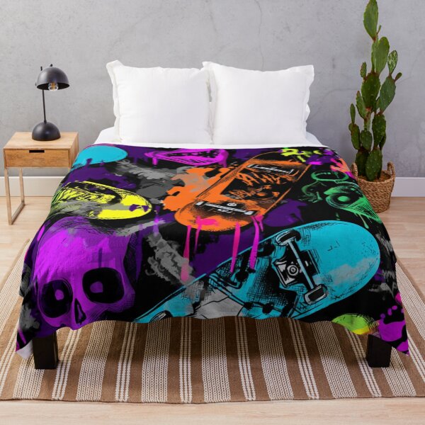Item preview, colorful skull and skateboard graffiti art designed and sold by dcrc.