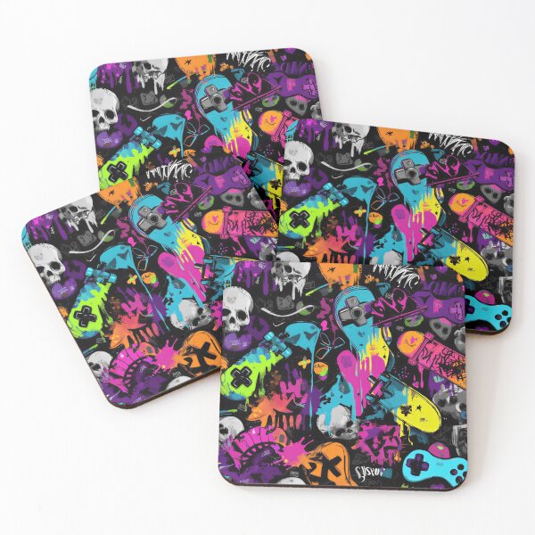 Item preview, colorful skull and skateboard graffiti art designed and sold by dcrc.