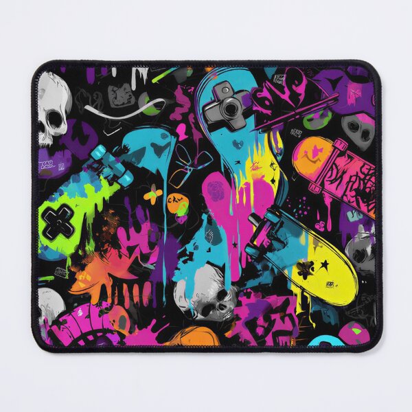 Item preview, colorful skull and skateboard graffiti art designed and sold by dcrc.