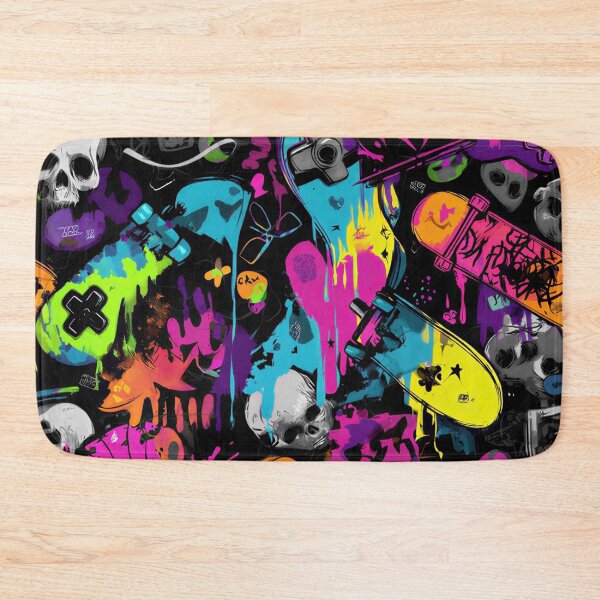 Item preview, colorful skull and skateboard graffiti art designed and sold by dcrc.