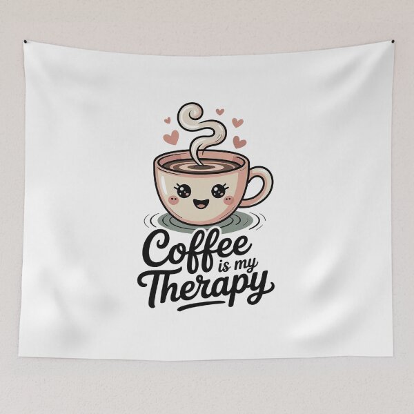 Item preview, Coffee Is My Therapy Cute Kawaii Coffee Lover Design designed and sold by Cool-cat-art.