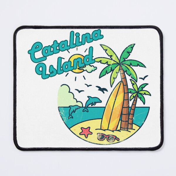Item preview, Catalina Island Retro Vintage Beach — Surfboard Dolphins Palm Trees Distressed Souvenir Art designed and sold by DonnaRaine.