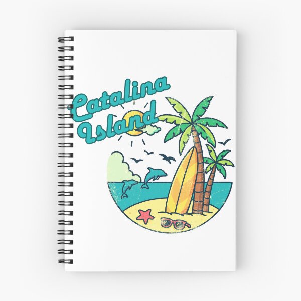 Item preview, Catalina Island Retro Vintage Beach — Surfboard Dolphins Palm Trees Distressed Souvenir Art designed and sold by DonnaRaine.